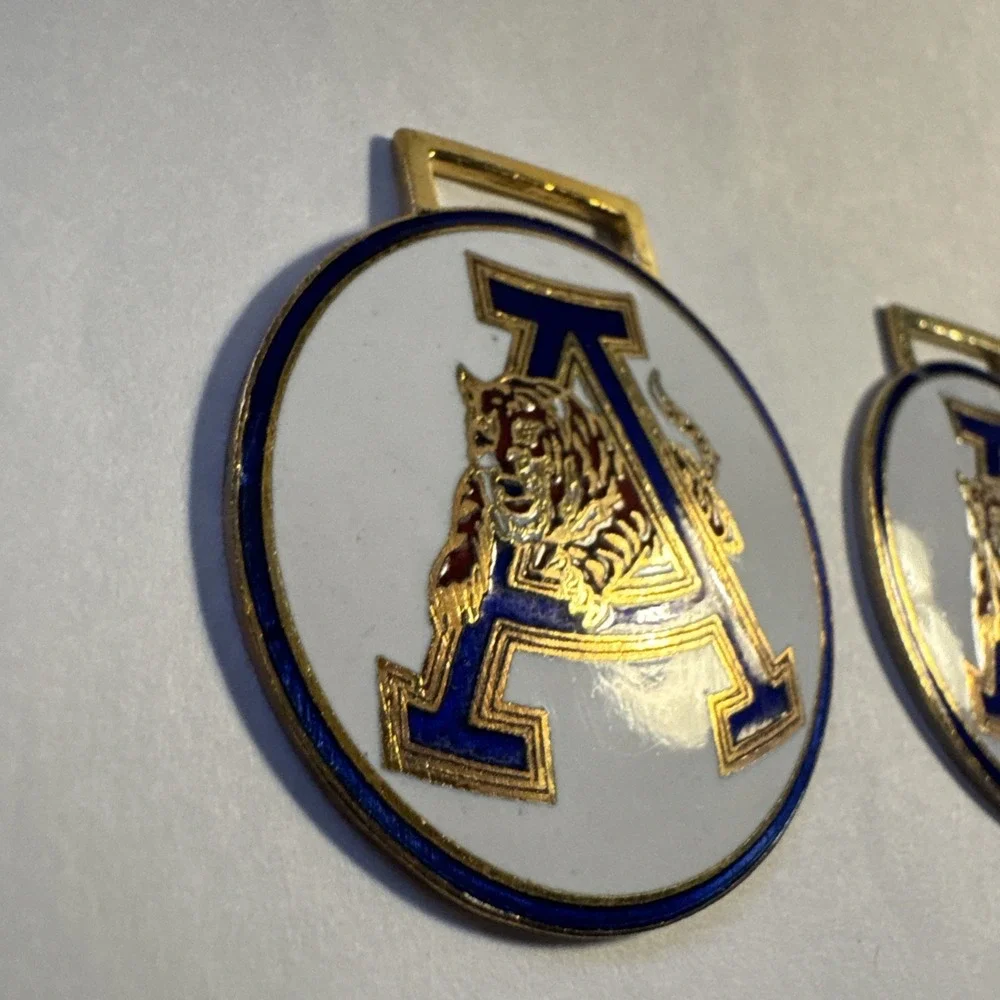 VTG AUBURN UNIVERSITY TIGERS Football Keyring Key Chain Watch Fob Lot of 2pcs